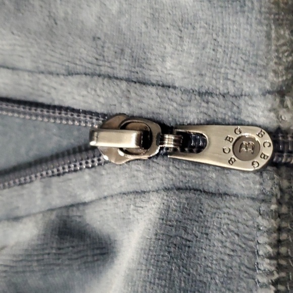 BCBG Maxazria jacket women's size medium grey zippered hooded hoodie vel… - Picture 10 of 13